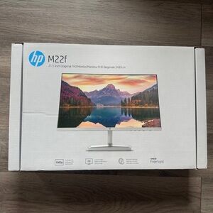 HP 21.5 inch FHD monitor with silver stand, tested and working (HP M22f)